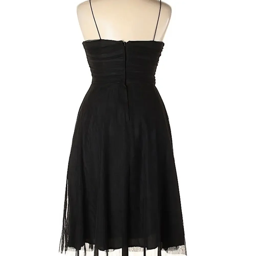ELIZA J Black Chiffon Party Dress Size 12 Spaghetti Strap Cocktail WhimsyGoth